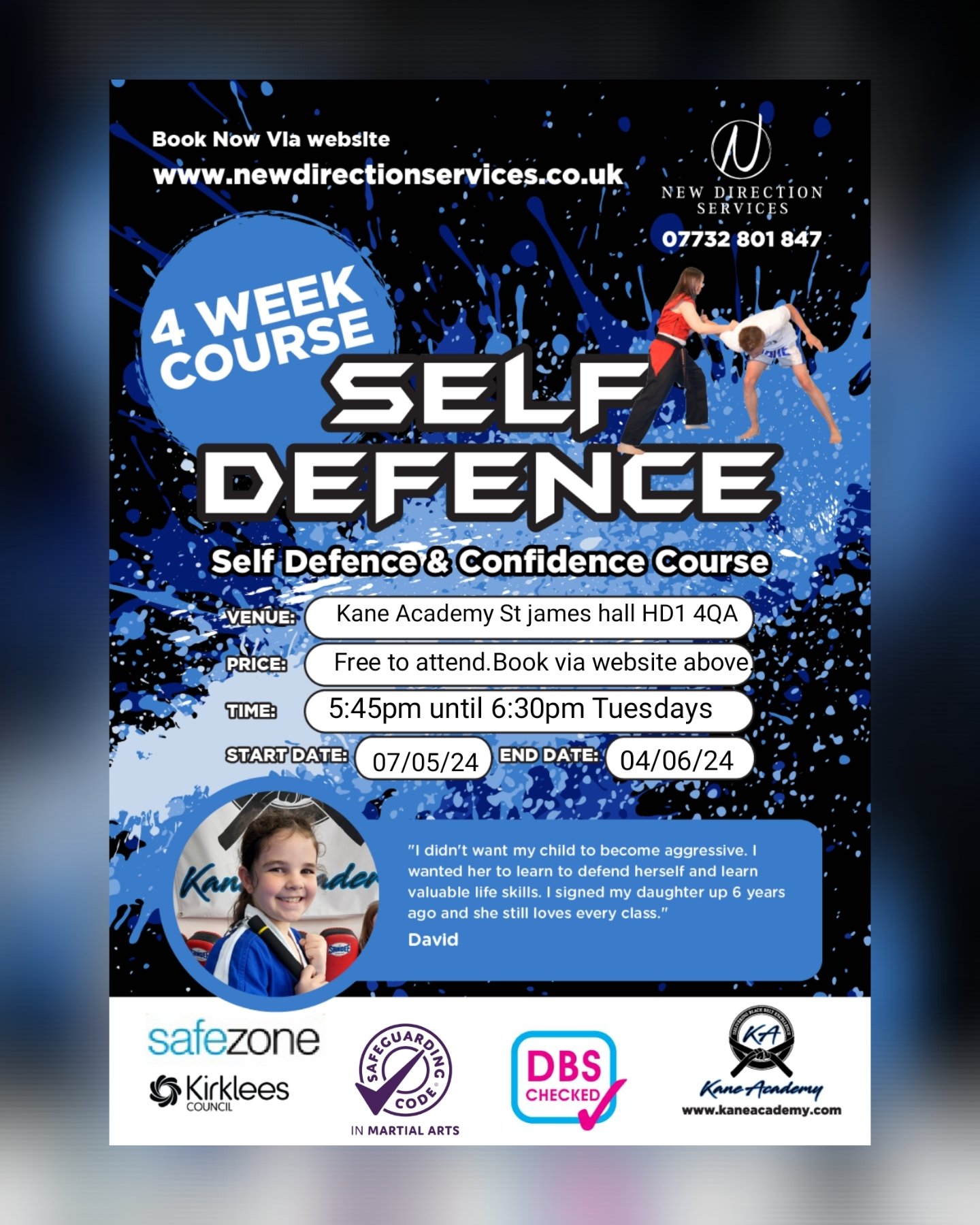 4 week kids self defence course in Huddersfield